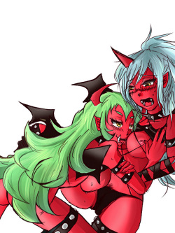 Scanty & Kneesocks Demon Sisters Threeway